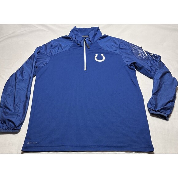 Indianapolis Colts Nike On Field 1/4 Zip Mens Medium Blue Dri Fit Warm Up *READ - Picture 1 of 12